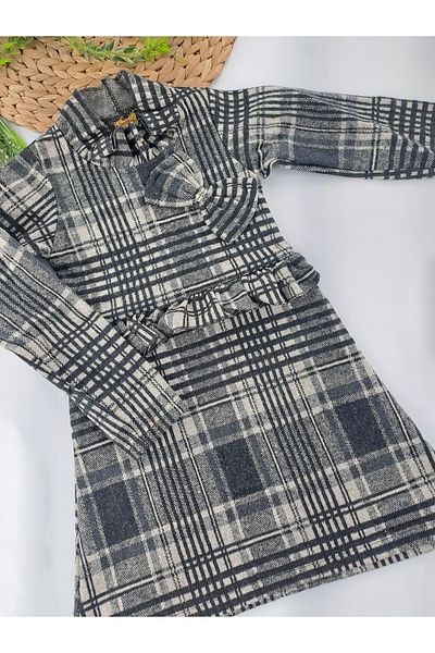 Butik Κοριτσίστικο χειμερινό φόρεμα με 3 διαφορετικά σχέδια, κουμπί αρκουδάκι και λεπτομέρεια φιόγκου