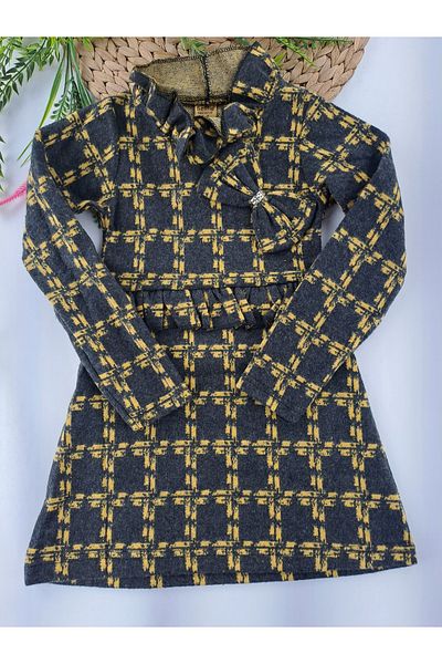 Butik Girl's Winter Dress 3 Different Patterns Teddy Bear Button and Bow Detail