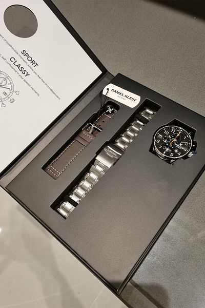 Daniel Klein Dani̇El Klei̇N Neẇ Model - Chronograph Limited Edition Steel Bracelet/Coffee Strap Men's Wristwatch
