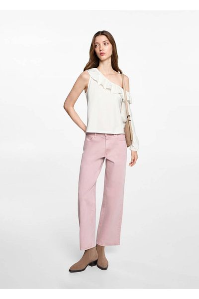 Mango Teen Frilled asymmetrical T-shirt