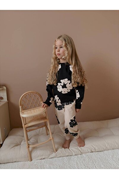 YİGİT BUTİK Yigit Boutique Printed Girl's Bottom Top Set