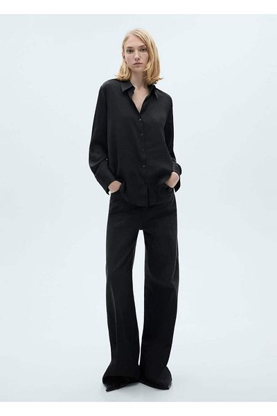 MANGO Woman Satin draped shirt