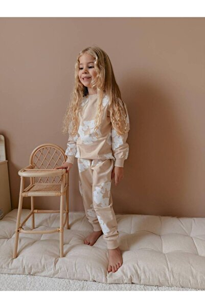 YİGİT BUTİK Yigit Boutique Printed Girl's Bottom Top Set