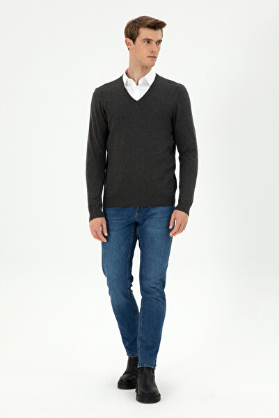 U.S. Polo Assn. Men's Anthracite Melange Basic Sweater 50294764 -Vr081