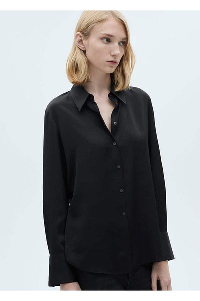 MANGO Woman Satin draped shirt