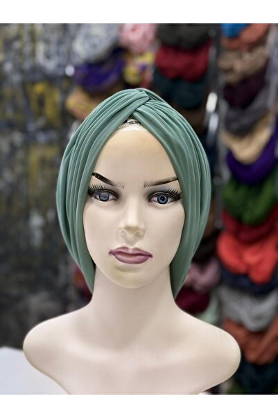 zagreus Kadın mint yeşili dügümlü büzgülü bone gret tül