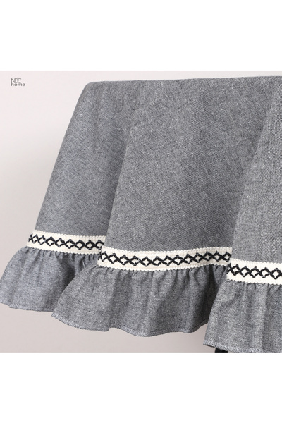 NDC HOME Față de masă ROTUND CU VOLAN Seria Specială Gri Antracit