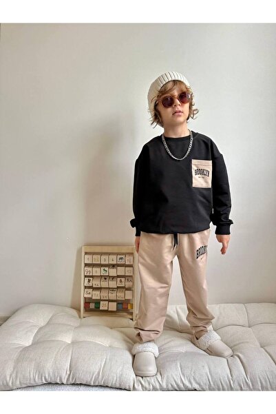 YİGİT BUTİK Boy's Bottom Top Set with Shirt Pockets