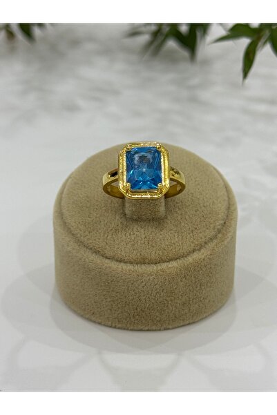 DURAN TAKI TASARIM Blue Topaz Doğal Taşlı Gümüş Yüzük
