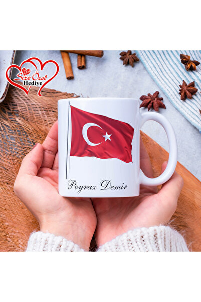 VUAO Kişiye Özel Türk Bayraklı , Fotoğraflı ve İsimli Kupa Bardak