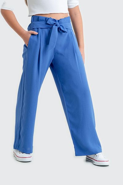 GİYİCEM TEKSTİL Girl's Lace-Up Waist Linen Trousers 2541