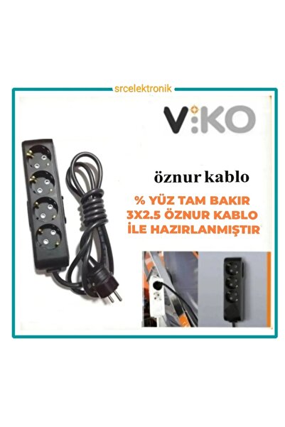 VİKO Viko Multi-Let 4 Lü 3X2.5 Öznur Kablo TAM BAKIR (5 METRE) Topraklı Çocuk...