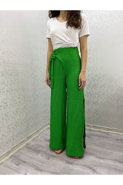 520CK Women's Trousers - Asymmetrical Front Side Tied / Slit Trousers