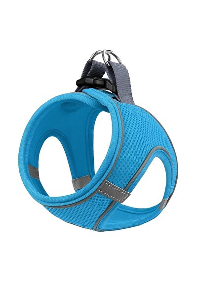 Genel Markalar Mita Air Mesh Kedi Köpek Göğüs Tasması Çift Reflektörlü, Terletmeyen Turkuaz / neon Blue Xs