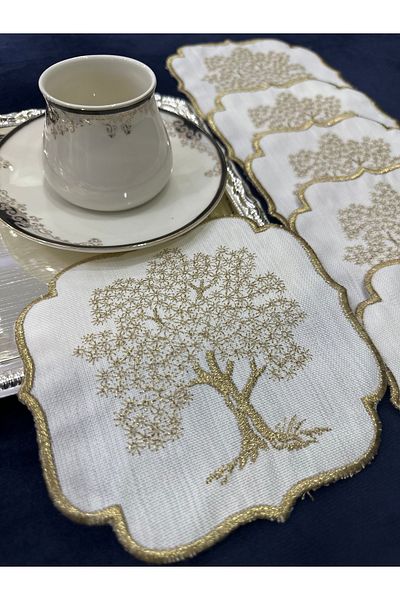 Home 6 Pieces of Embroidered Glazing Party Napkins - Presentation, Cocktail, Coffee Side and Coasters