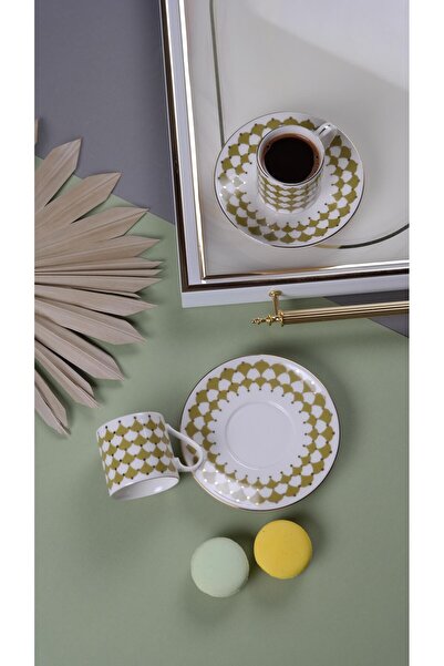 PORSER طقم فناجين قهوة Peyda باللون الأخضر الفاتح مكون من 4 قطع لشخصين