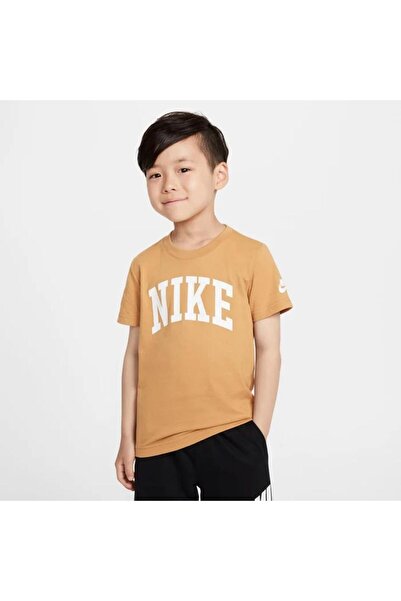 Nike Club Little Jersey Knit Çocuk Hardal Pamuklu T-Shirt