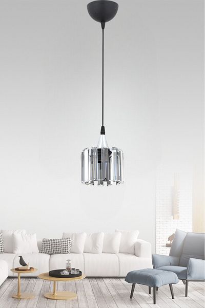 ESSLİGHT Ezgi Single Pendant Chandelier (Crystal Stone) Entrance Hall Young Room