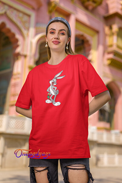 oneagılyazı Bugs Bunny Štampano Oversize kroj T-shirt