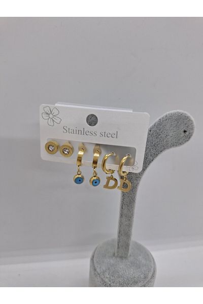 stainless steell طقم مكعبات من الفولاذ مكون من 6 قطع مع خرز على شكل حرف D