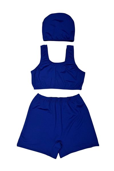 MİRASWİM Girl's Swimsuit (Sax Blue), (Shorts, Bone, and Bustiers)