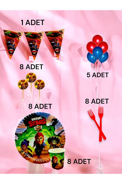 VibeHome 8-Person Brawlstars Themed m Pack - Birthday Party and Fun Events