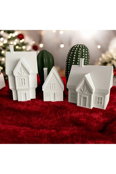 METADESİNG مجموعة من 3 منازل عيد الميلاد للعام الجديد - هدية حامل شموع تيلايت