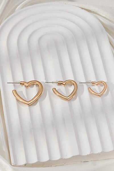MRK Women's 3 Size Heart Earrings