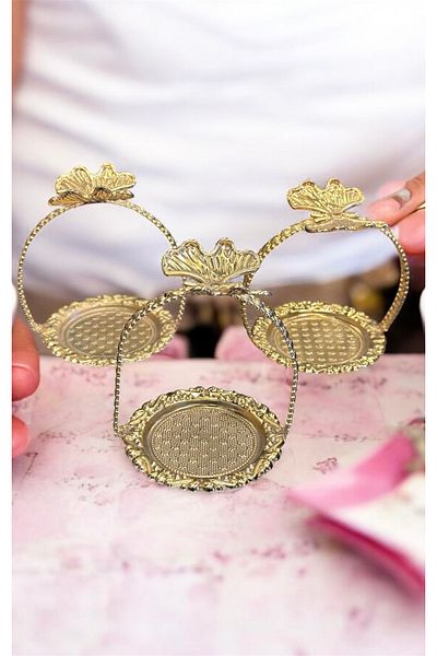 LeesHome 6 Pieces Gold Turkish Delight Bowl Sugar Bowl Coffee Side Presentation Bowl