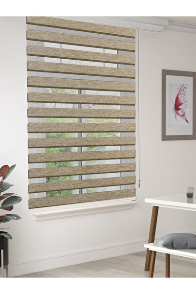 FAVOLLİ Vizon Renk Eco Bambu Stor Zebra Perde A+ Kalite , Dayanıklı Alüminyum...