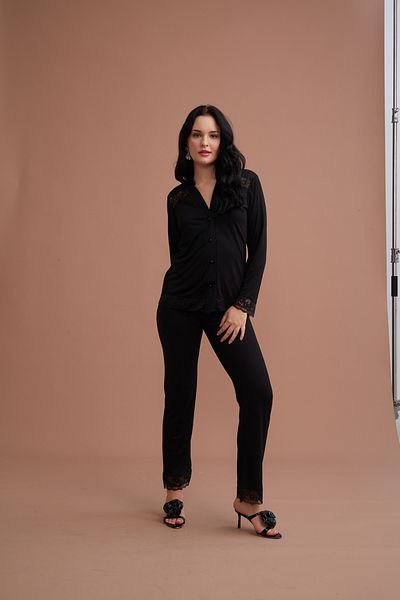 Marpessa ȚESĂ TEXTURĂ MOALE CU BUTONE CU MÂNECĂ LUNGĂ Costum de pijama pentru femei