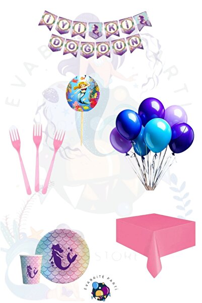 Evabrite Σετ με θέμα Γοργόνα για 8 Άτομα Dublebk - Προμήθειες για Σετ Πάρτι Γ...