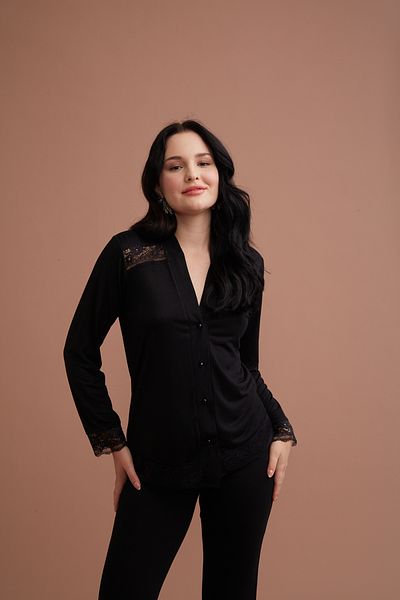 Marpessa ȚESĂ TEXTURĂ MOALE CU BUTONE CU MÂNECĂ LUNGĂ Costum de pijama pentru femei