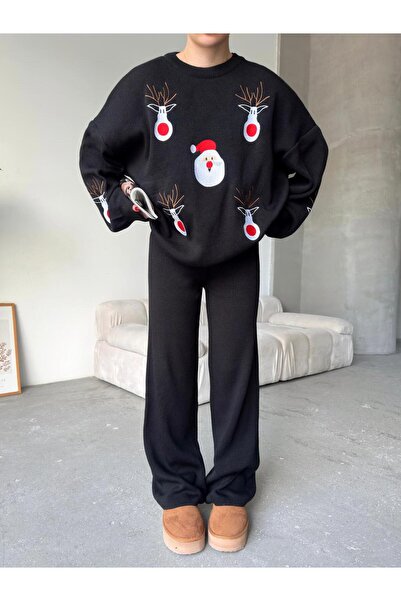 Butik Christmas - Deer Patterned Bottom Top Knitwear Set