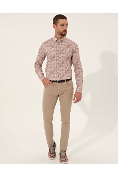 Pierre Cardin Bej Slim Fit Uzun Kollu Gömlek