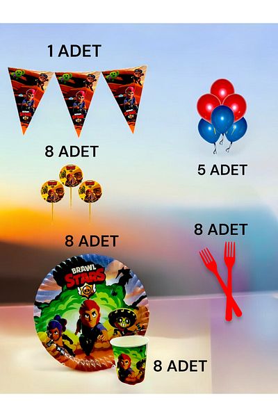 VibeHome 8-Person Brawlstars Themed m Pack - Birthday Party and Fun Events