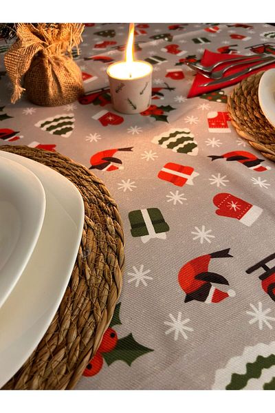 homease Sleigh Patterned Christmas Tablecloth (170X170, 120X170, 170X220) Dartless Tablecloth