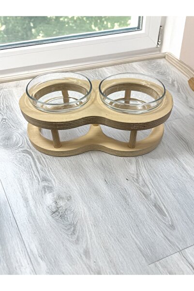 shop Semconcept Kedi Köpek Mama Su Kabı Suya Dayanıklı Doğal Ahşap Huş Kontra...