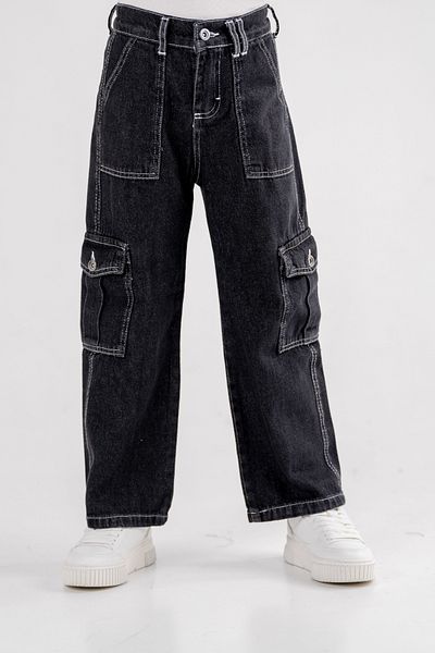 GİYİCEM TEKSTİL White Stitched Girls' Jeans 2107
