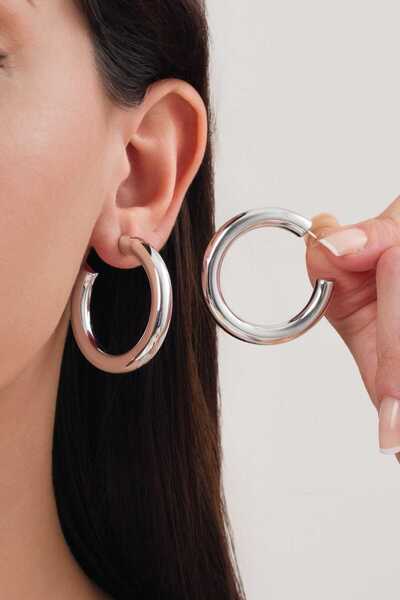 MRK Kadın İthal Büyük Çelik Halka Küpe