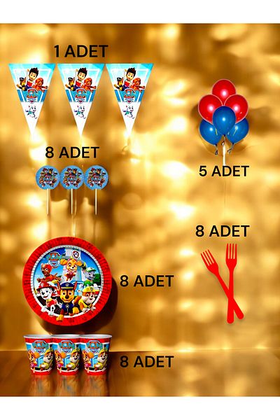VibeHome Paw Patrol Themed m Pack for 8 - Birthday Party and Fun Events