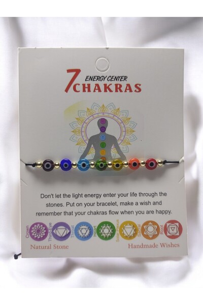 Momenti di Passione 7 Renkli Çakra Enerji Bilekliği İpli Bileklik Renkli Özel Tasarım Bileğe Göre Ayarlanabilir