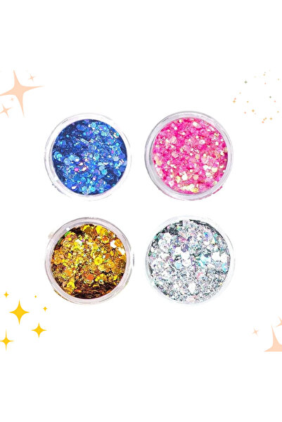 epoksi kalıp cank Chunky Glitter 4 ADET X 5 gr Epoksi Mum Beton  Makyaj Yüz Vücut Simi