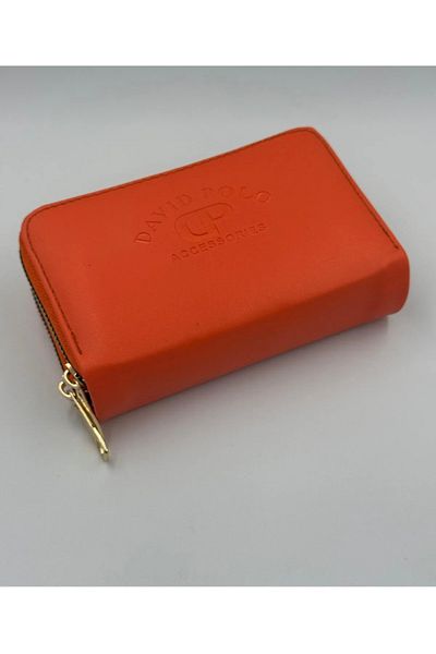 DEV 3 ADAM Women's Orange Double Zipper Medium Wallet