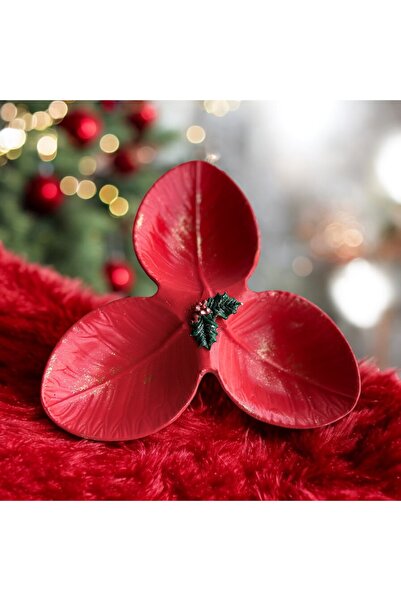 Baykuşca Kırmızı, Yeşil, 3 Bölmeli Dekoratif Çerezlik, Yeniyıl, Hediye Altern...