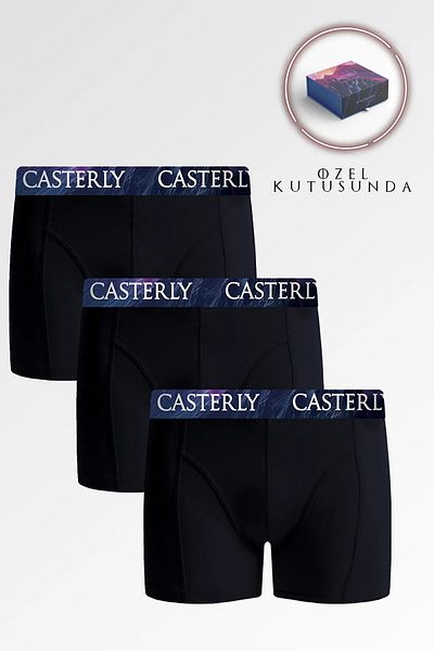 Casterly Μπλε ανδρικά μπόξερ - 3 τεμάχια (σε ειδικό κουτί)