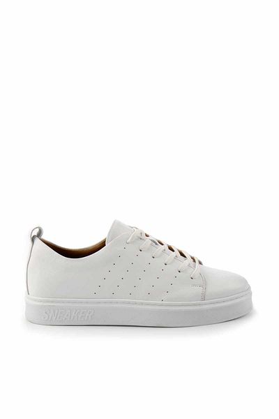 Bambi Λευκό Γνήσιο Δερμάτινο Ανδρικό Sneaker E01811338103