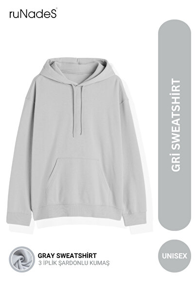 ruNadeS Φούτερ Unisex Basic Relax Fit Grey Hoodie