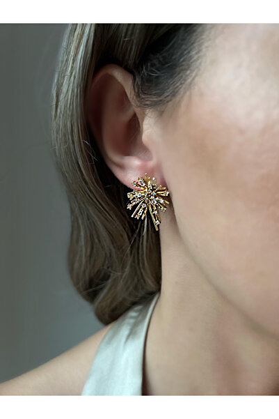 JELLY Women's Steel Zircon Stone Asymmetrical Model Sparkling Modern Design Earrings