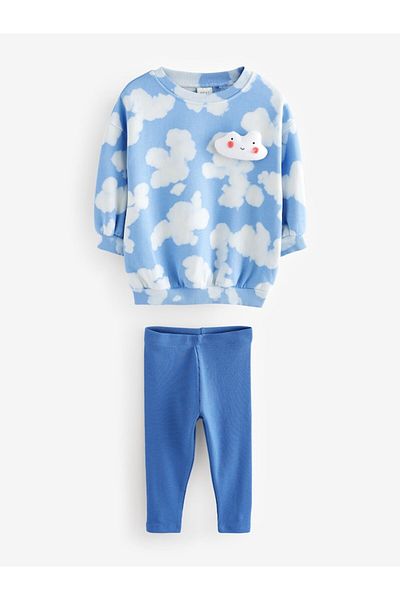 Next Baby Algodón Blue Rainbow Mouthpiece Long Sleeve Sweatshirt and Leggings Set